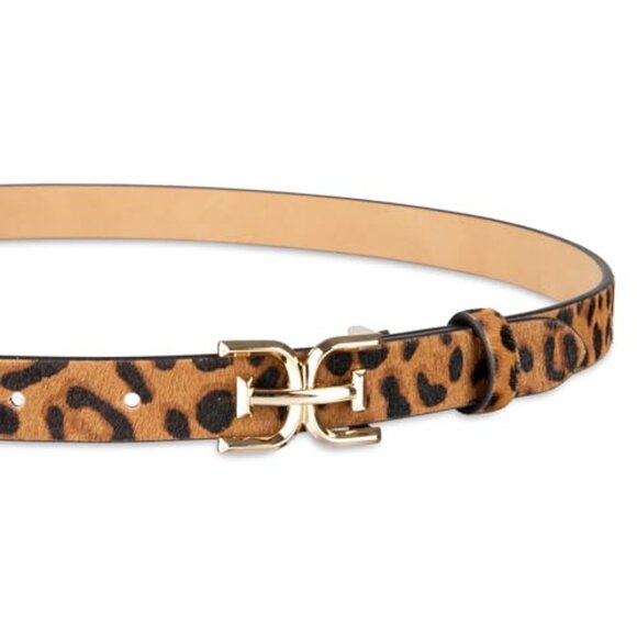 Skinny Logo Buckle Belt Adjustable Loop Fashion Trouser Accessory - Picture 4 of 8